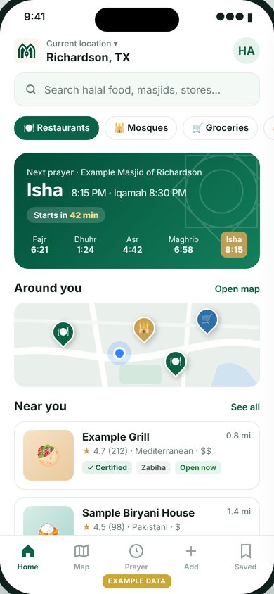 HalalNook app home screen preview